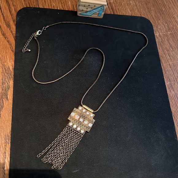 Lia Sophia Rare  Brass Drop Long Necklace - Picture 8 of 8